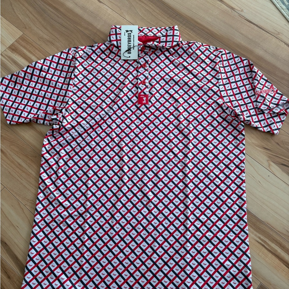 Men's Geometric Red and White Polo Shirt